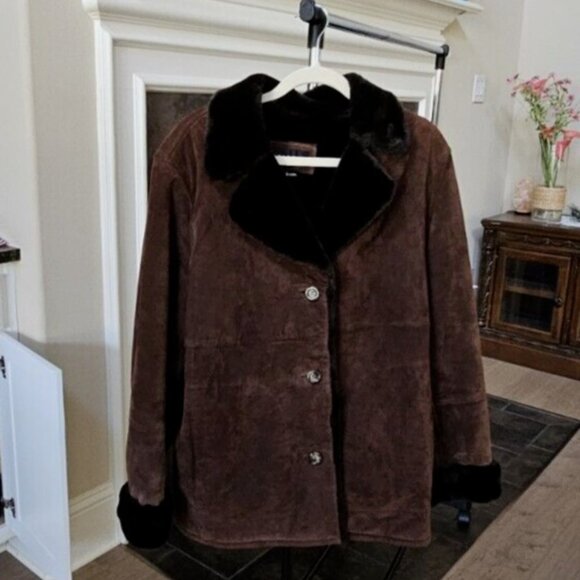 Gallery Genuine Leather Suede Faux Fur lining Jacket L - Picture 2 of 16